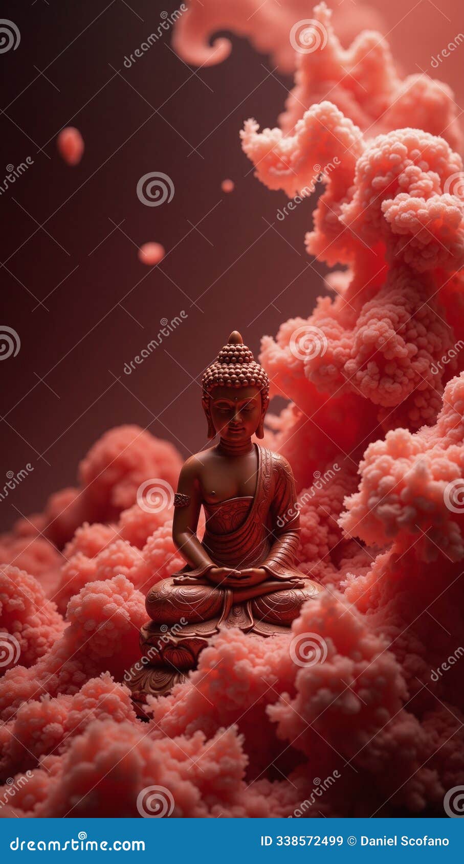 a traditional asianstyle image with an ornate red cloud background rendered using neural networks