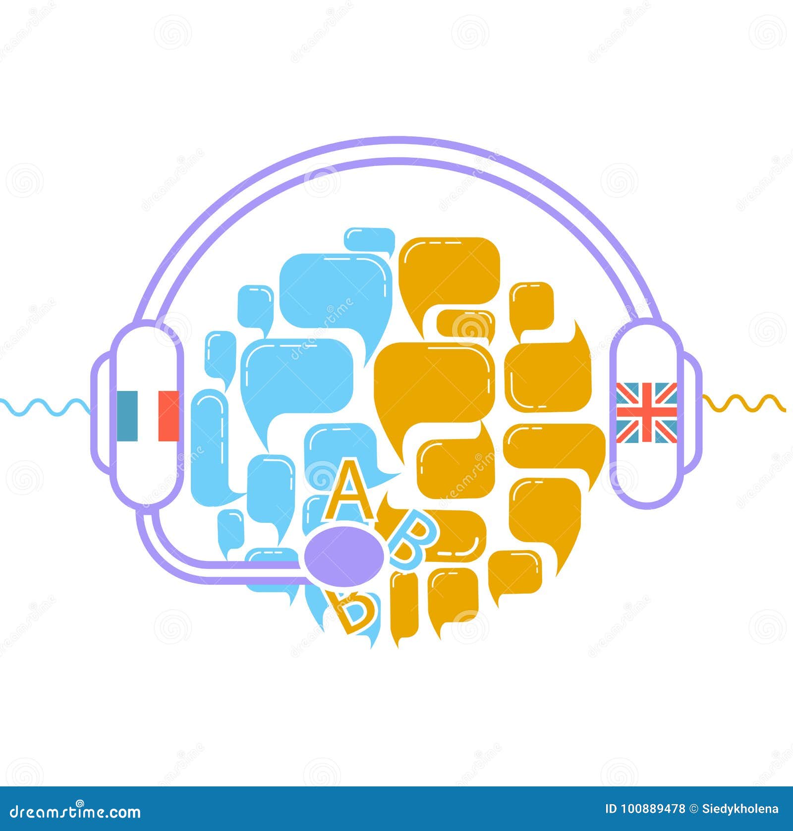 Concept of Translation Headphones Stock Illustration Illustration of