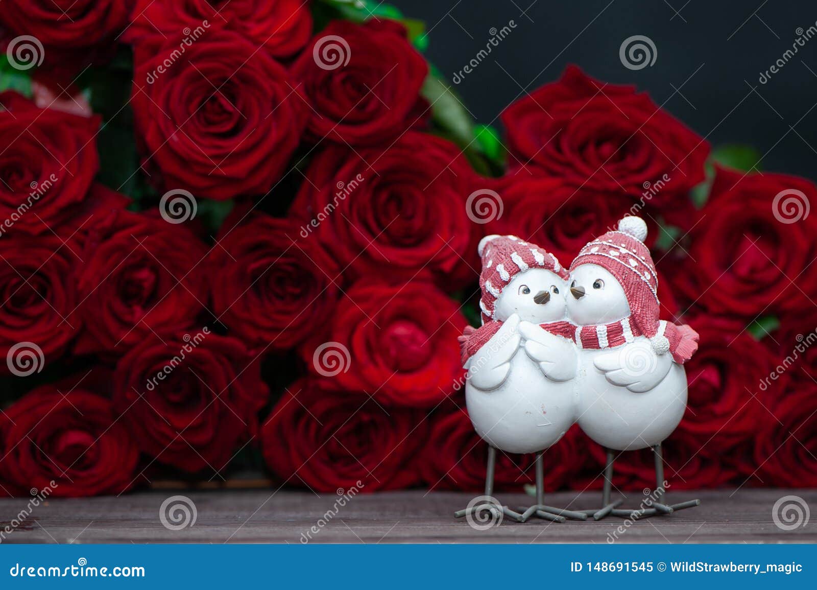 Concept Valentine Day, Love, Two Cute Love Birds on a Background ...