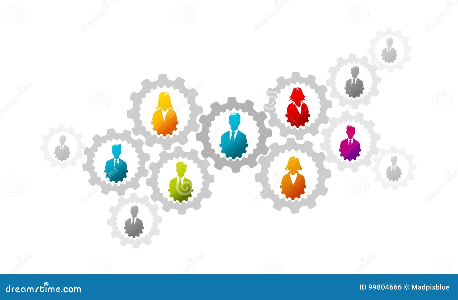 Concept vector illustration with business people and gears