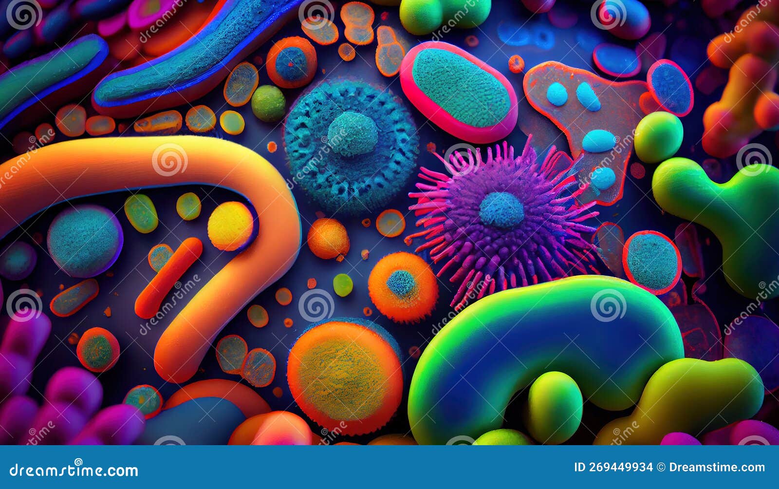 The Concept of Viruses and Bacteria in Closeup Under the Microscope