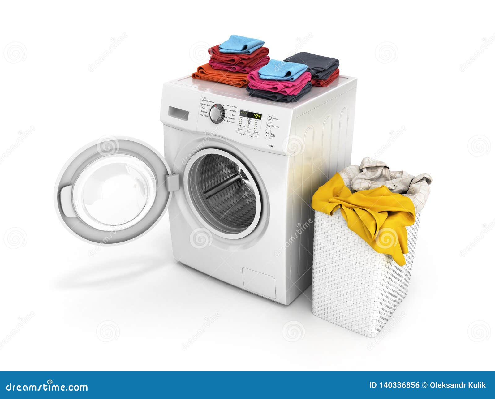 Concept of Washing Clothes Washing Machine with an Open Door Colored ...