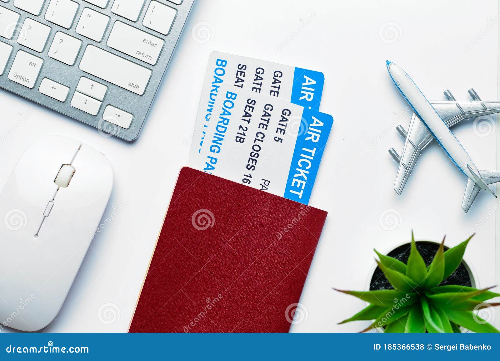 Concept of Work Flights with Passport Tickets Business Trip Stock Photo