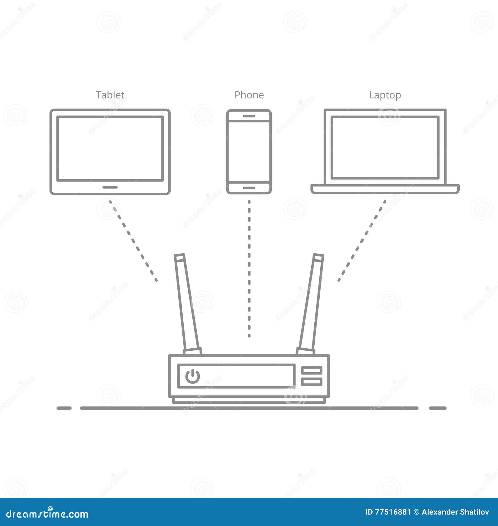 Concept of the Work of the Router in the Office or at Home. Connecting
