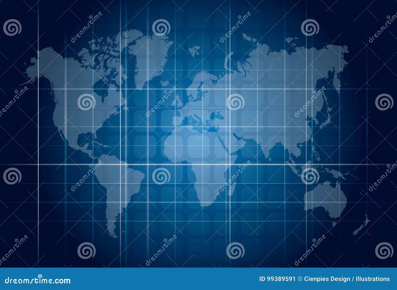 Modern Blue Digital World Map Technology Concept Stock Vector