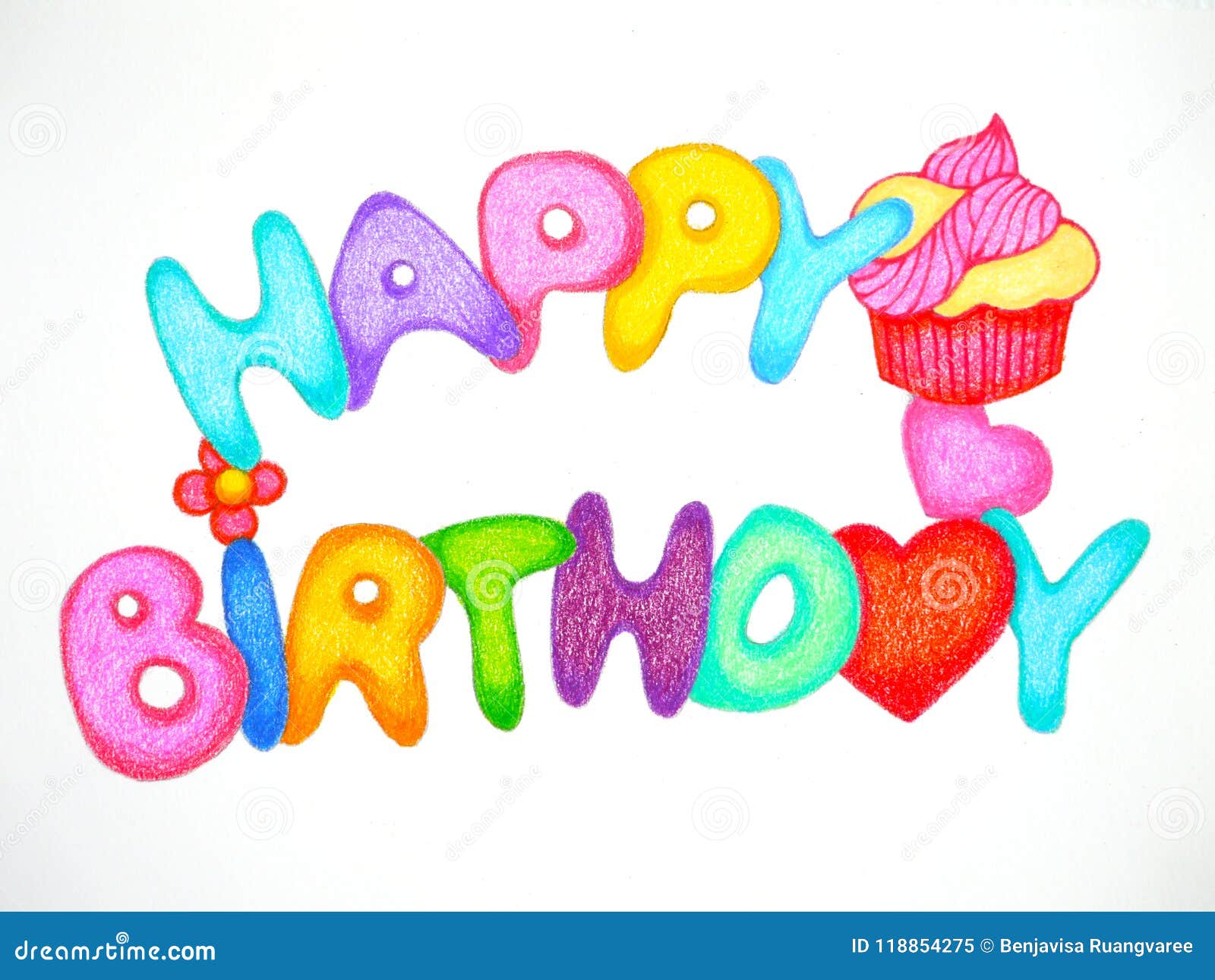 Dessin Joyeux Anniversaire En Couleur Conception D'illustration De Dessin De Main De Couleur De Crayon De Carte De Joyeux Anniversaire Illustration Stock - Illustration du cuvette, célébrez: 118854275