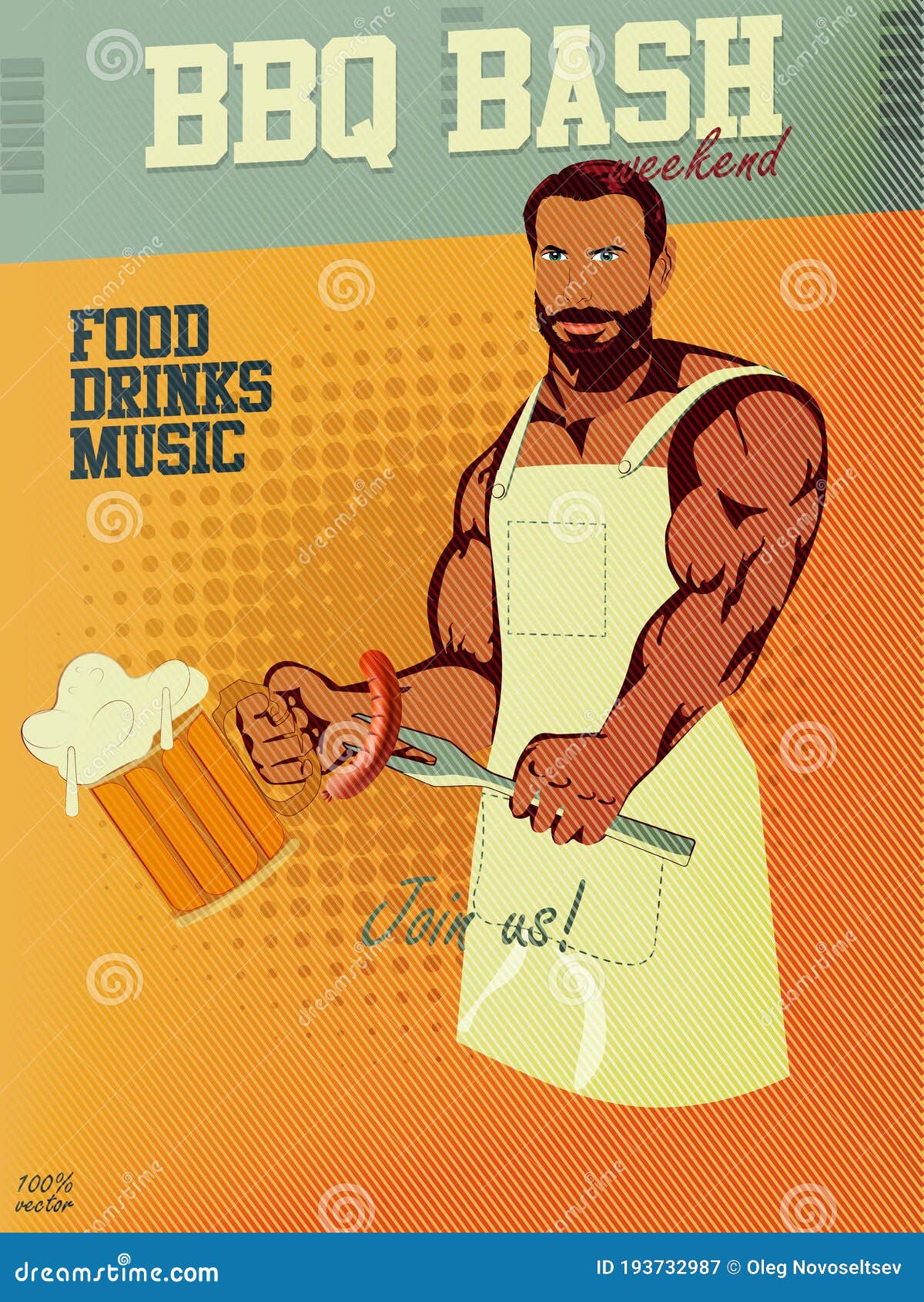 Conception De Banniere Ou Bogue De Modele De Promotion De Barbecue Avec Une Saucisse D Homme En Verre De Biere Illustration De Vecteur Illustration Du Boisson Contexte
