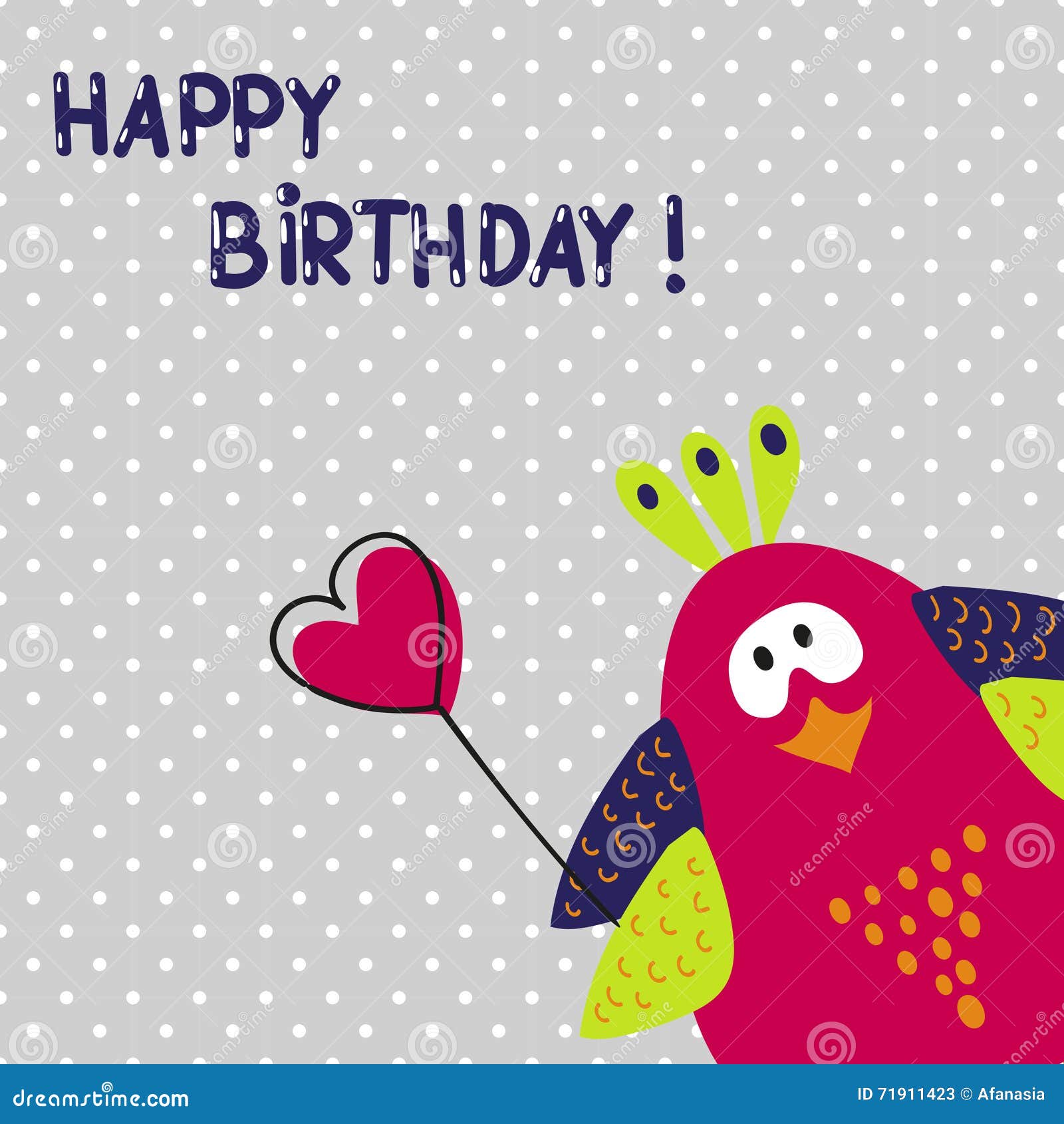 Conception De Carte De Joyeux Anniversaire Oiseau Mignon De Dessin Anime Illustration De Vecteur Illustration Du Dessin Anime
