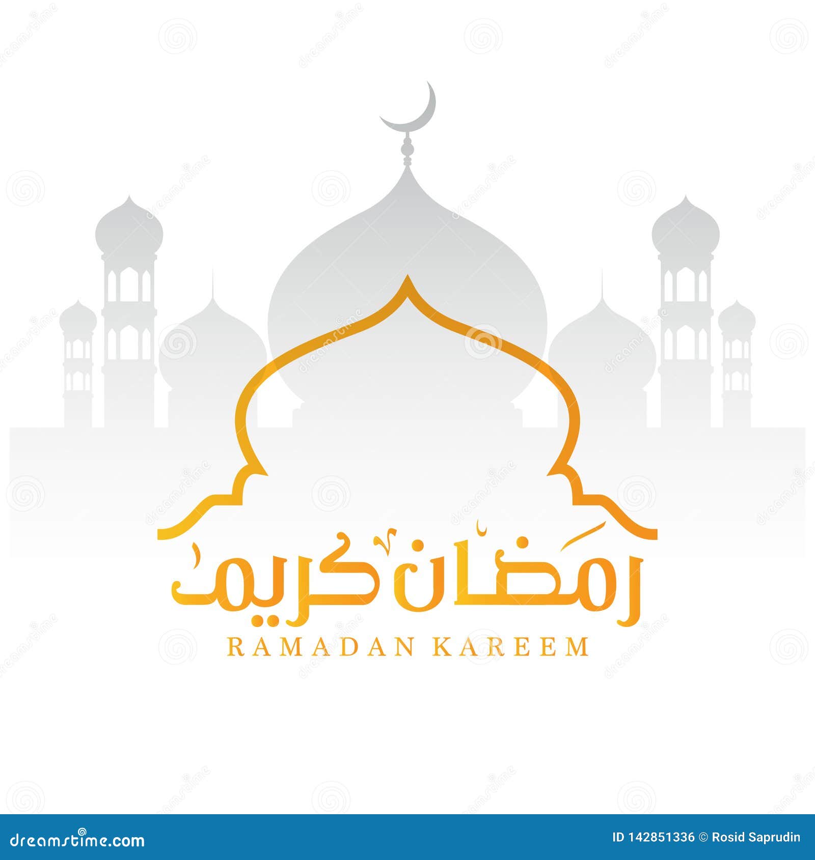 Conception De Ramadan Kareem Du Croissant Et Du Dôme De La Silhouette