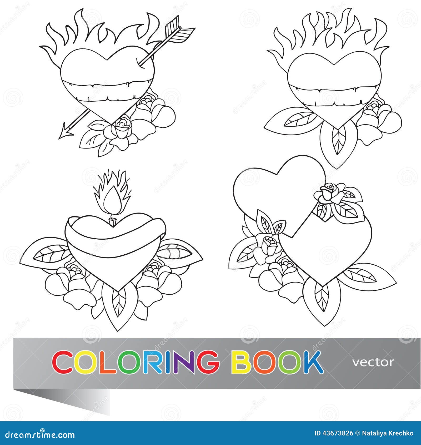 Coeur L ancienne De Tatouage Avec Le Ruban s libres de Conception de tatouage de coeur livre de coloriage Image libre de droits