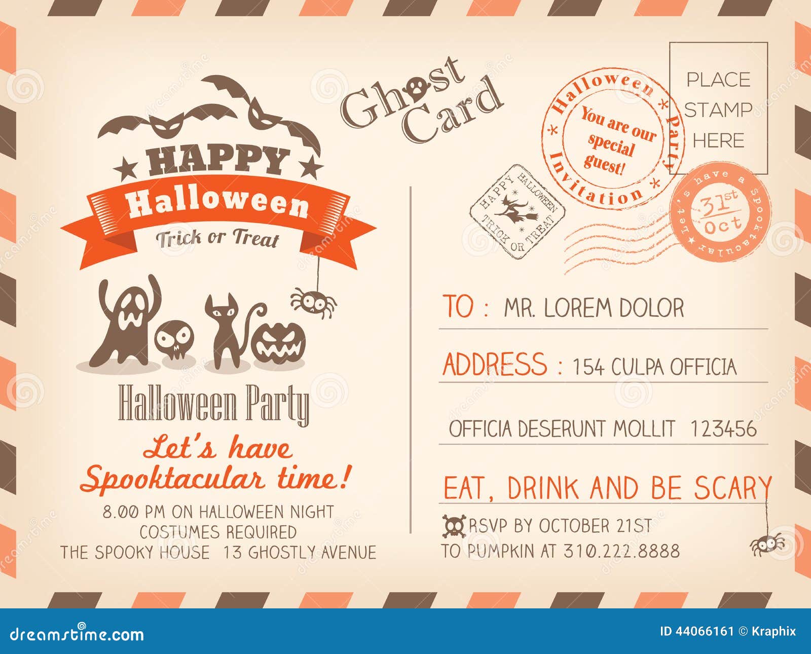 carte invitation halloween en anglais