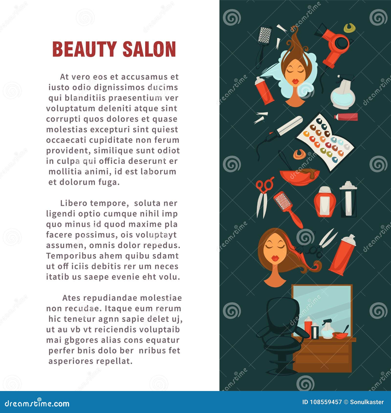 Poster Femme de beauté de la tête et des ciseaux. Coiffeur