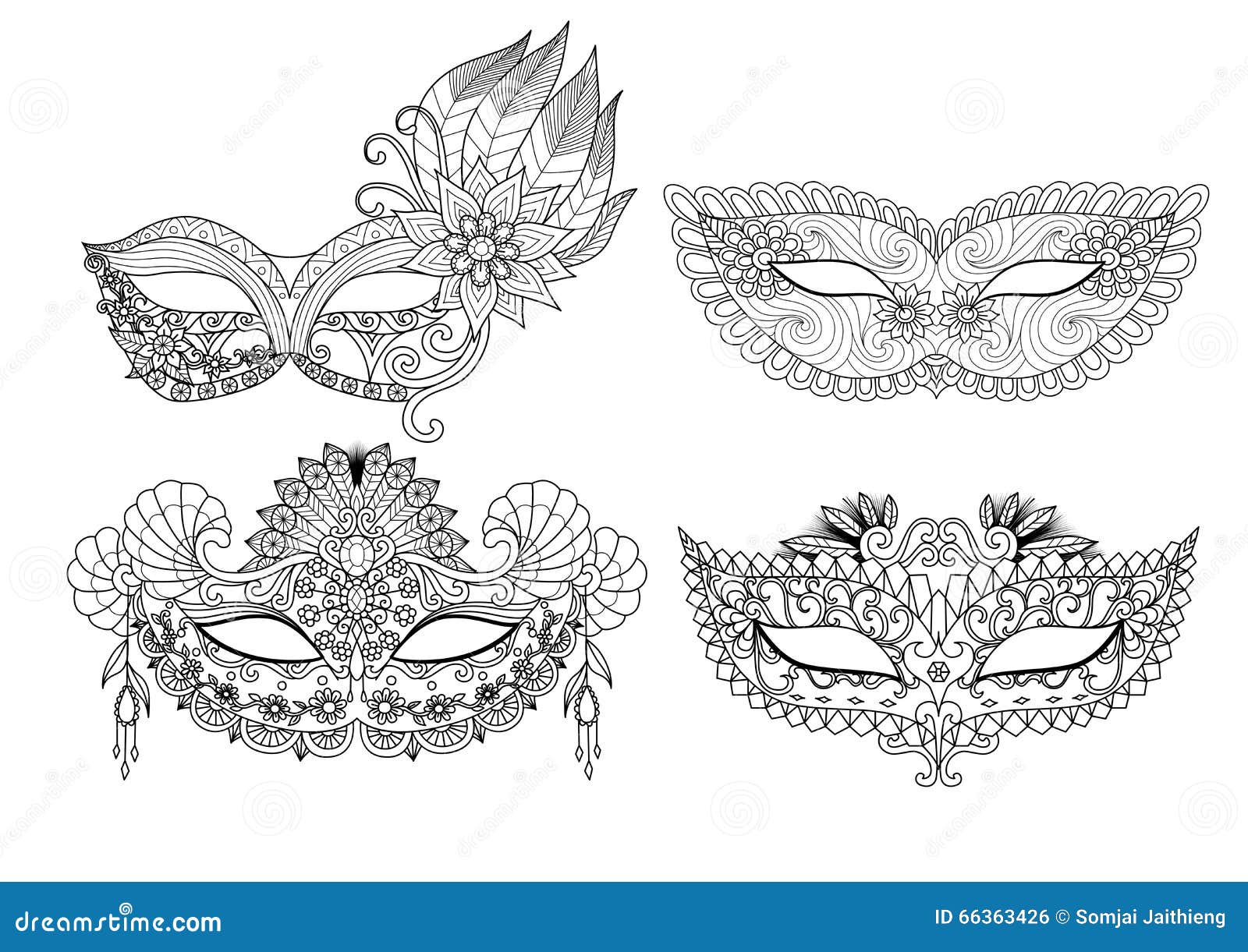 Conceptions de masque de carnaval pour livre de coloriage pour l adulte