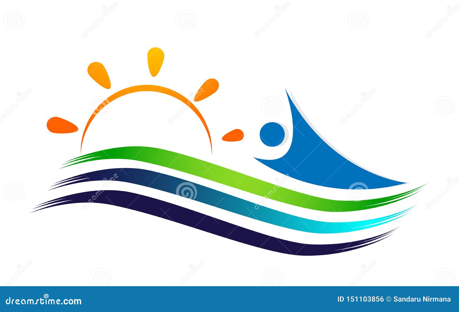 People sun sea wave water wave winning swimming logo team work celebration wellness icon vector designs on white background ai10 illustrations for company or any type design