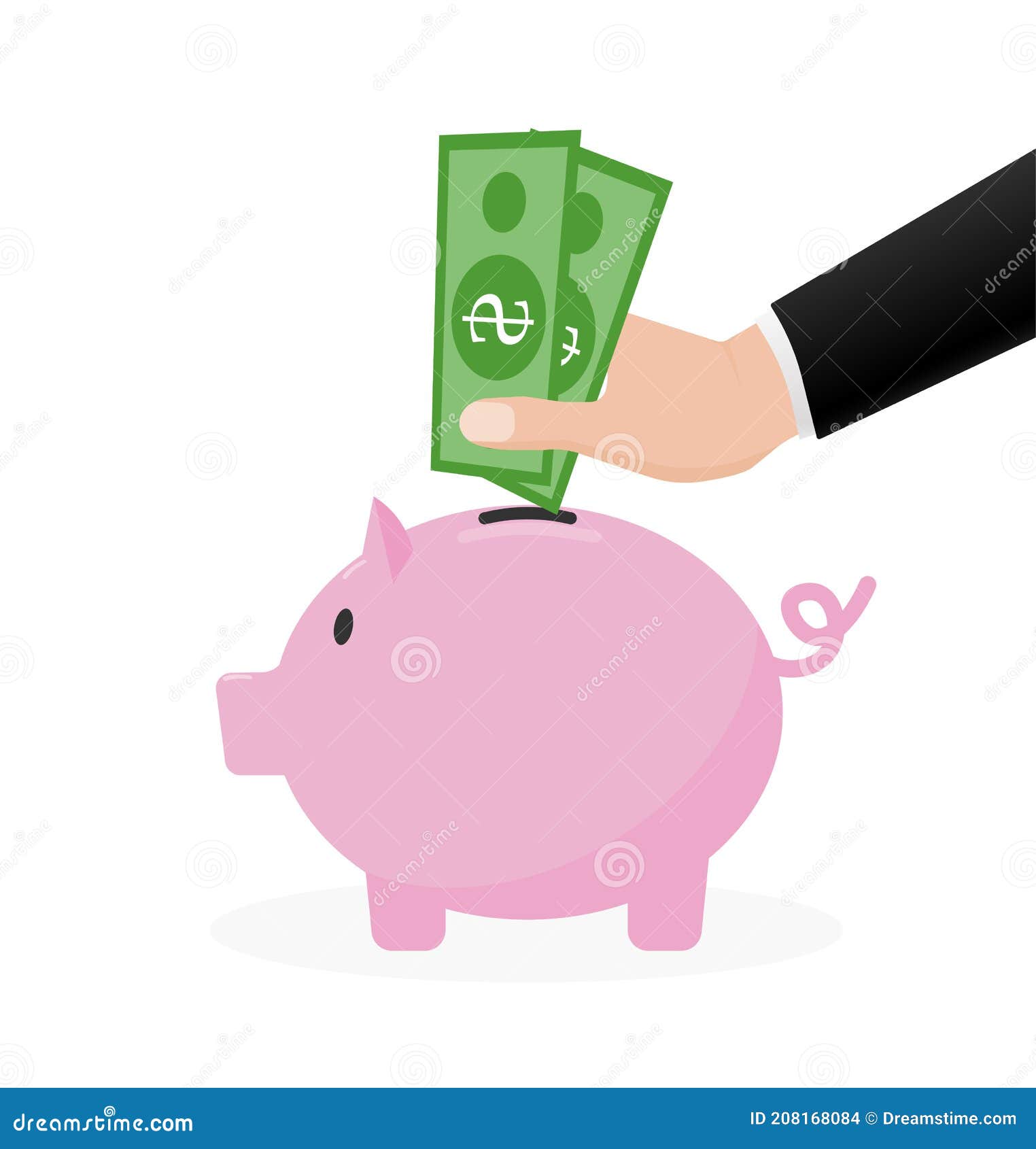 Concepto De Ahorro De Dinero. Alcancía Y Mano Con Dólares. Imagen De  Dibujos Animados Con Ahorro De Dinero. Vector De Línea. Ilustración del  Vector - Ilustración de icono, invierta: 208168084