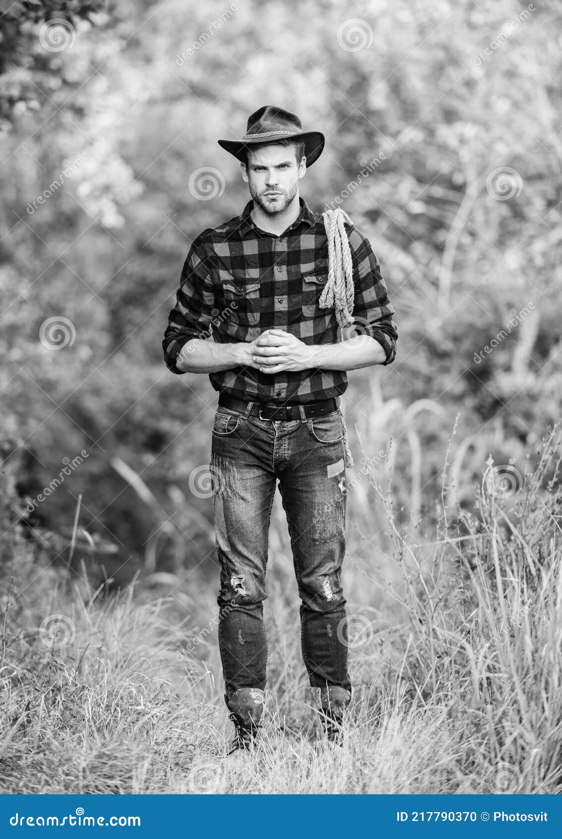 Concepto De Cría De Ganado. Vaquero En El Campo. Ocupaciones De Ranchos.  Herramienta Lazo. Vaquero Americano. Lazo Atado Envuelto Foto de archivo -  Imagen de ocupaciones, cultura: 217790370