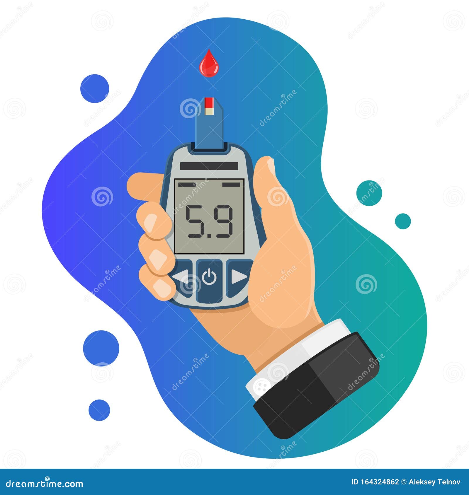 Concepto De Diabetes Con Medidor De Glucosa En Sangre Ilustración del  Vector - Ilustración de cuidado, salud: 164324862