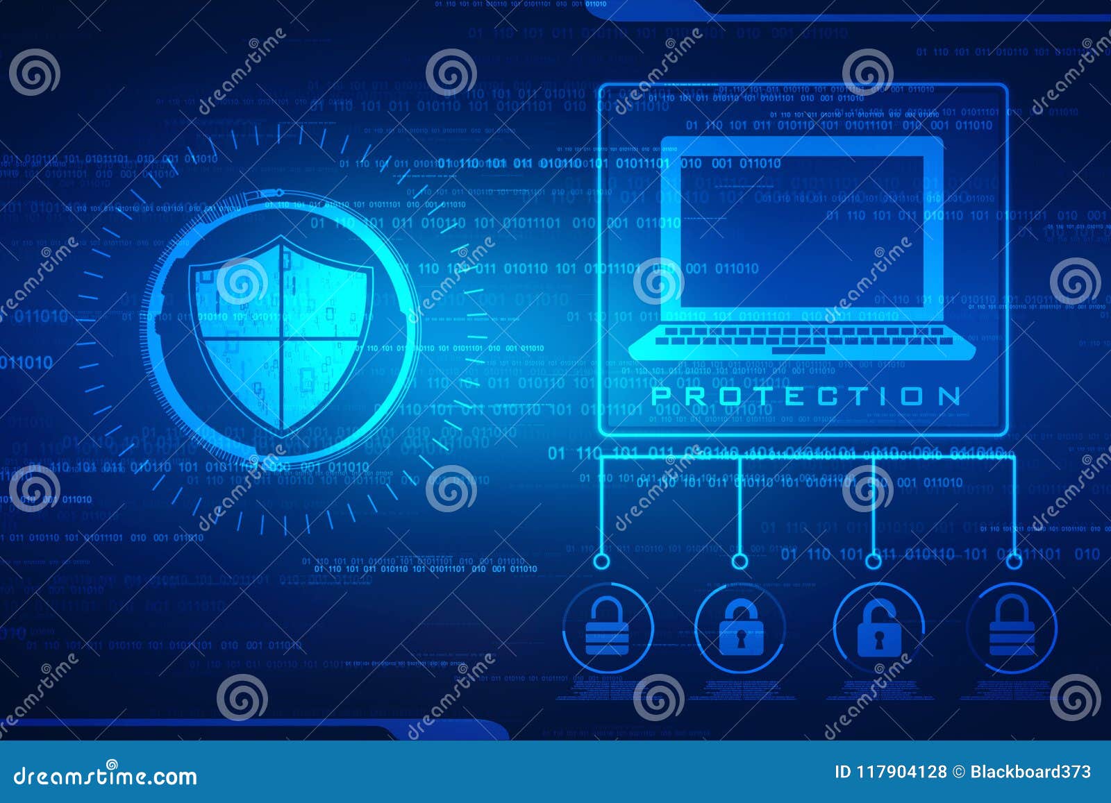 Concepto De La Seguridad: Escudo En La Pantalla Digital, Fondo Cibernético  Del Concepto De La Seguridad Foto de archivo - Imagen de ordenador, azul:  117904128