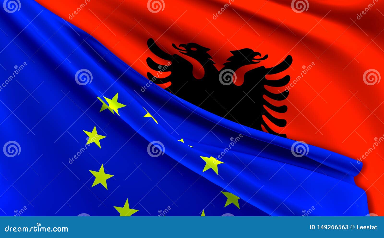 Concepto De Las Relaciones De Albania Y De La Uni?n Europea Banderas