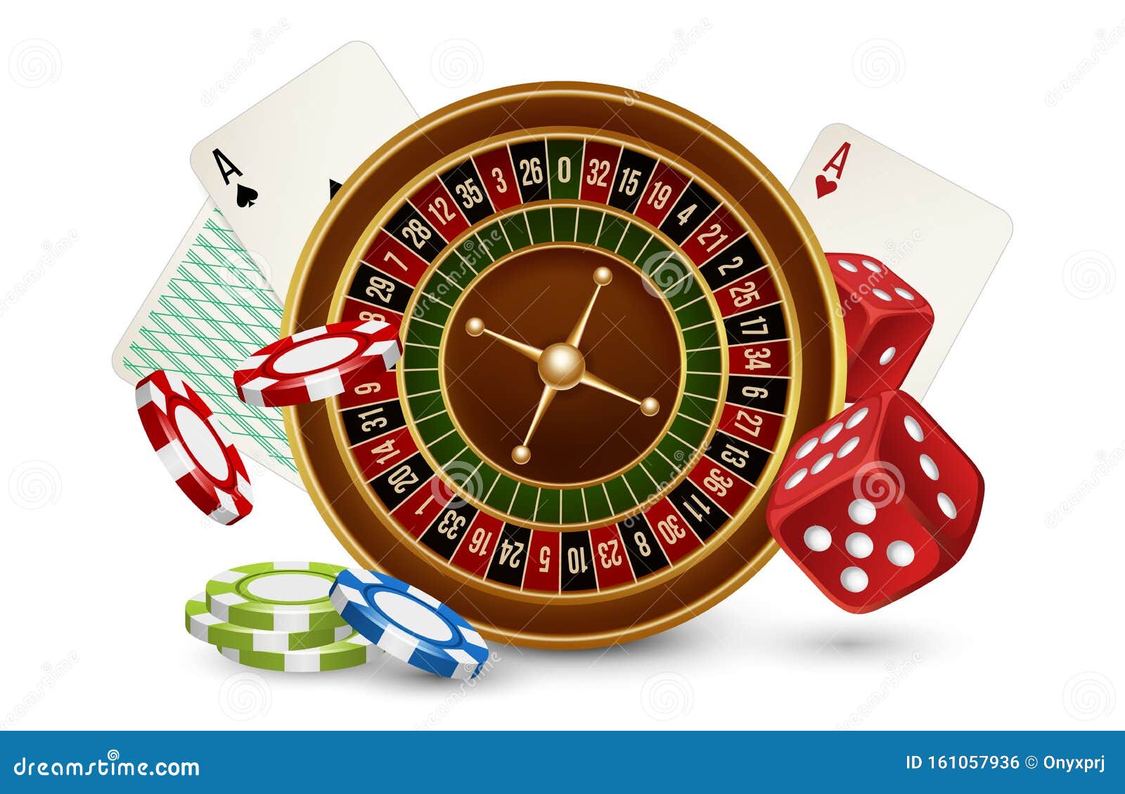 Concepto Vector De Casino Ruleta De Casino, Fichas, Dados Y Tarjetas Aisladas En Fondo Blanco Ilustración del de ruleta, apuesta: 161057936