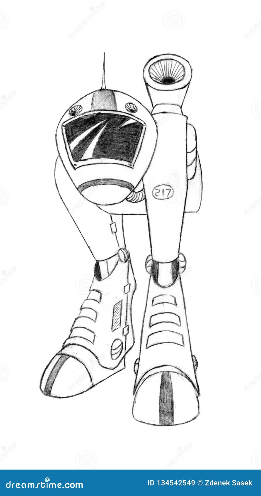 Concepto Negro Art Drawing Del Lápiz De Robot Futuro De La Ciencia Ficción  O Del Tanque Militar Que Camina Stock de ilustración - Ilustración de  combate, futurista: 134542549