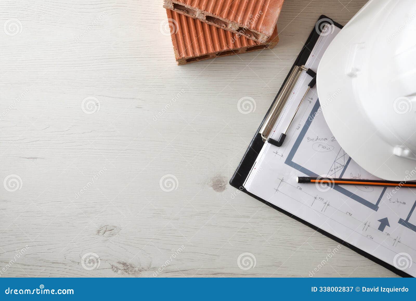 conceptual background of architect's table with plan and tools