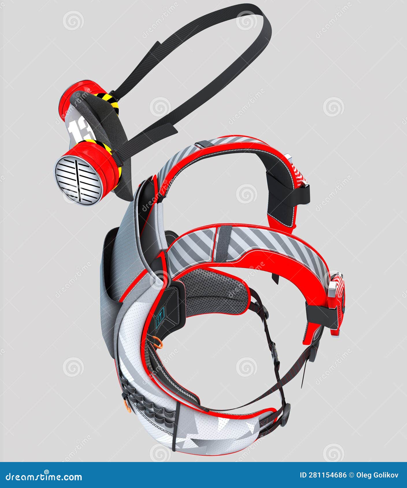 conceptual backpack for rescue tasks, complete with respirator.