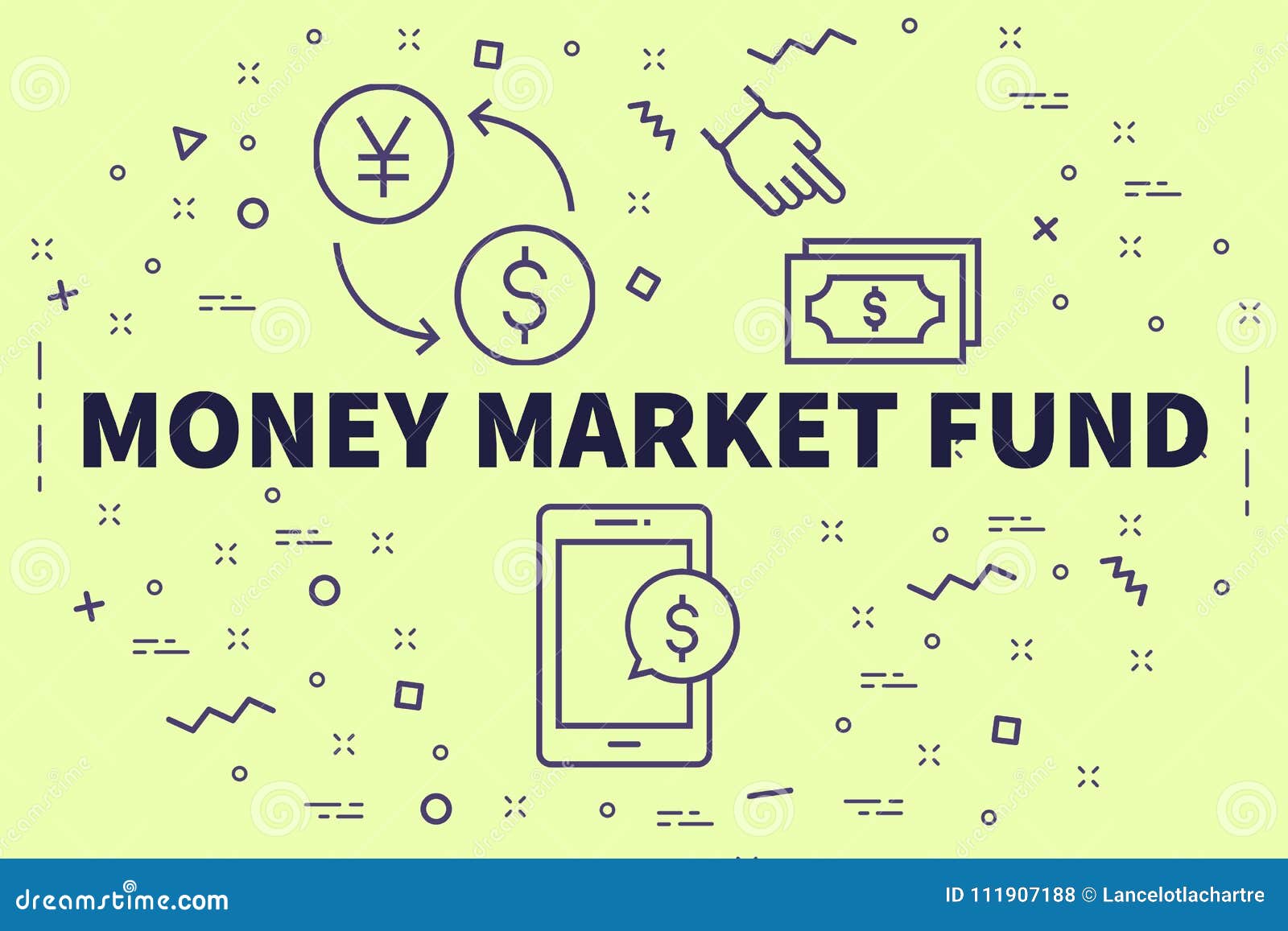 Conceptual Business Illustration with the Words Money Market Fun Stock Illustration - Illustration of market, funds: 111907188