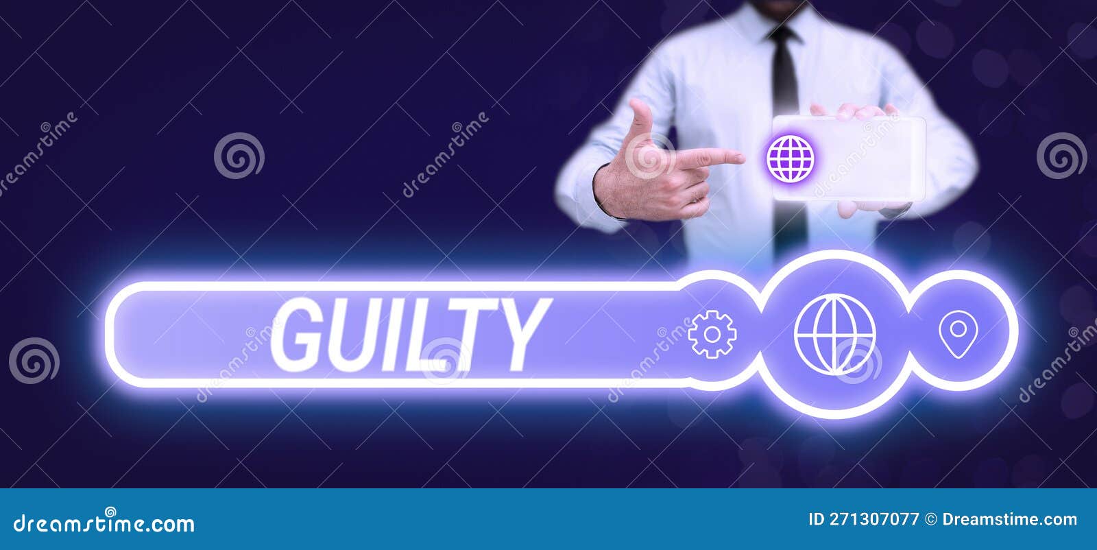text sign showing guilty. business idea culpable of or responsible for specified wrongdoing admitting action