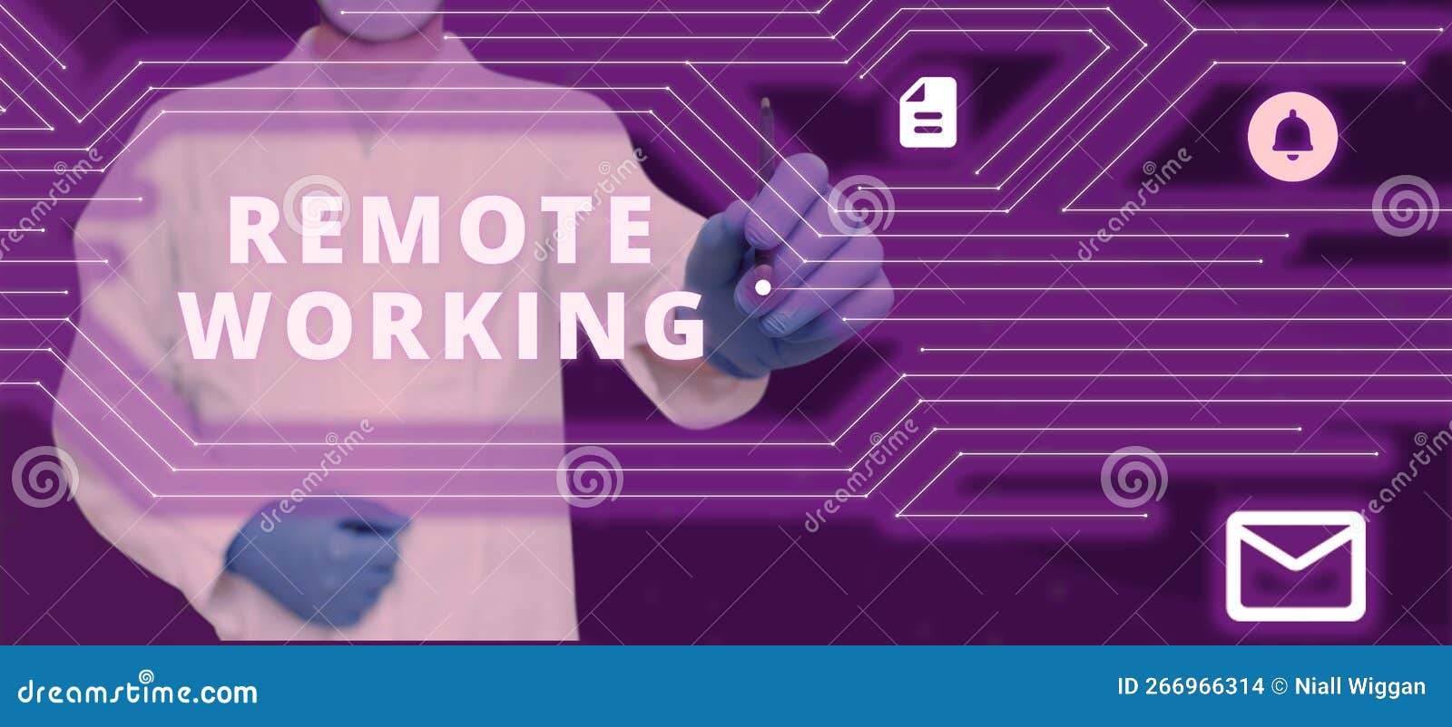 Conceptual Caption Remote Working. Concept Meaning Situation in Which an Employee Works Mainly