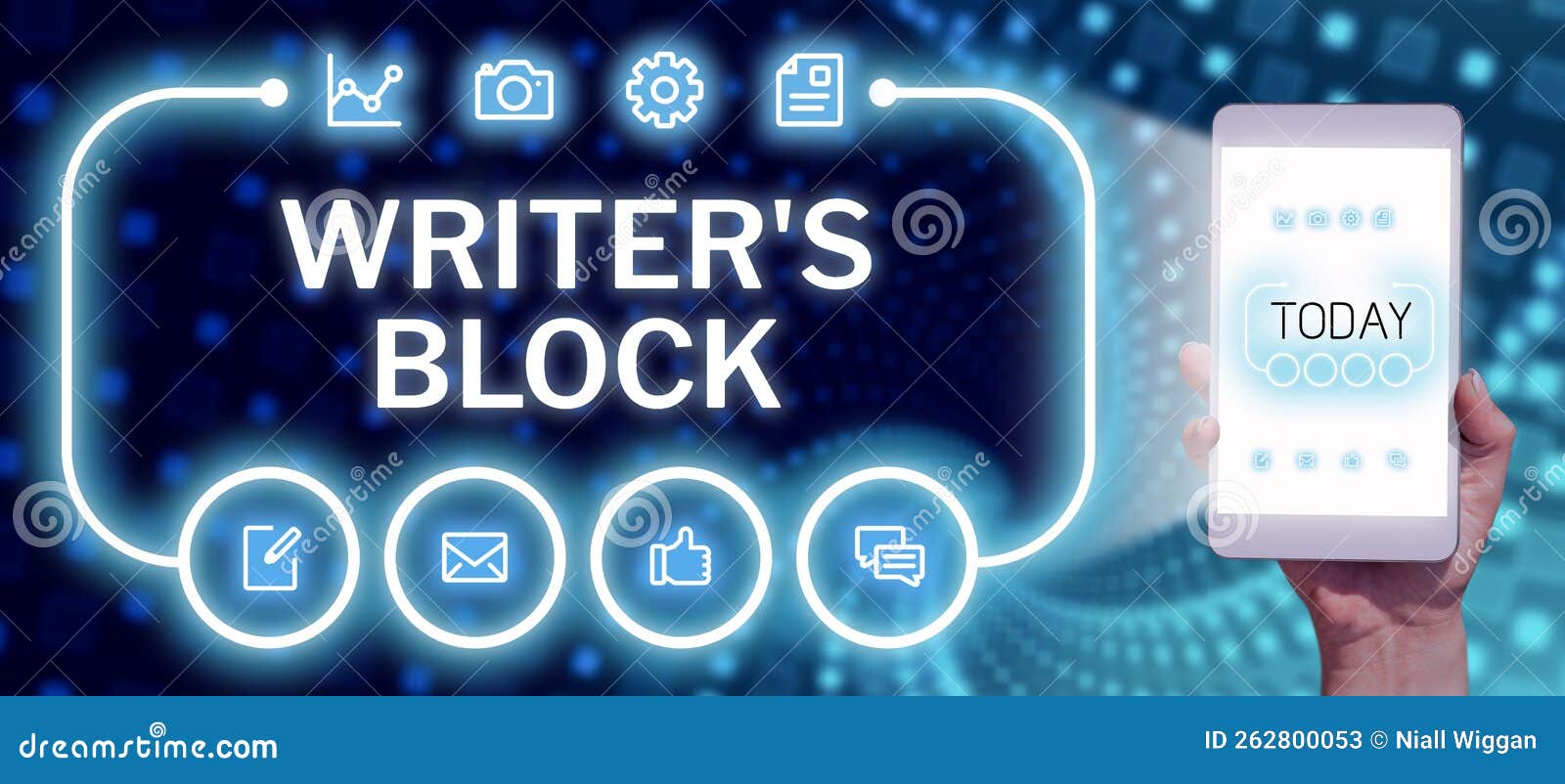 handwriting text writer's block. business approach condition of being unable to think of what to write