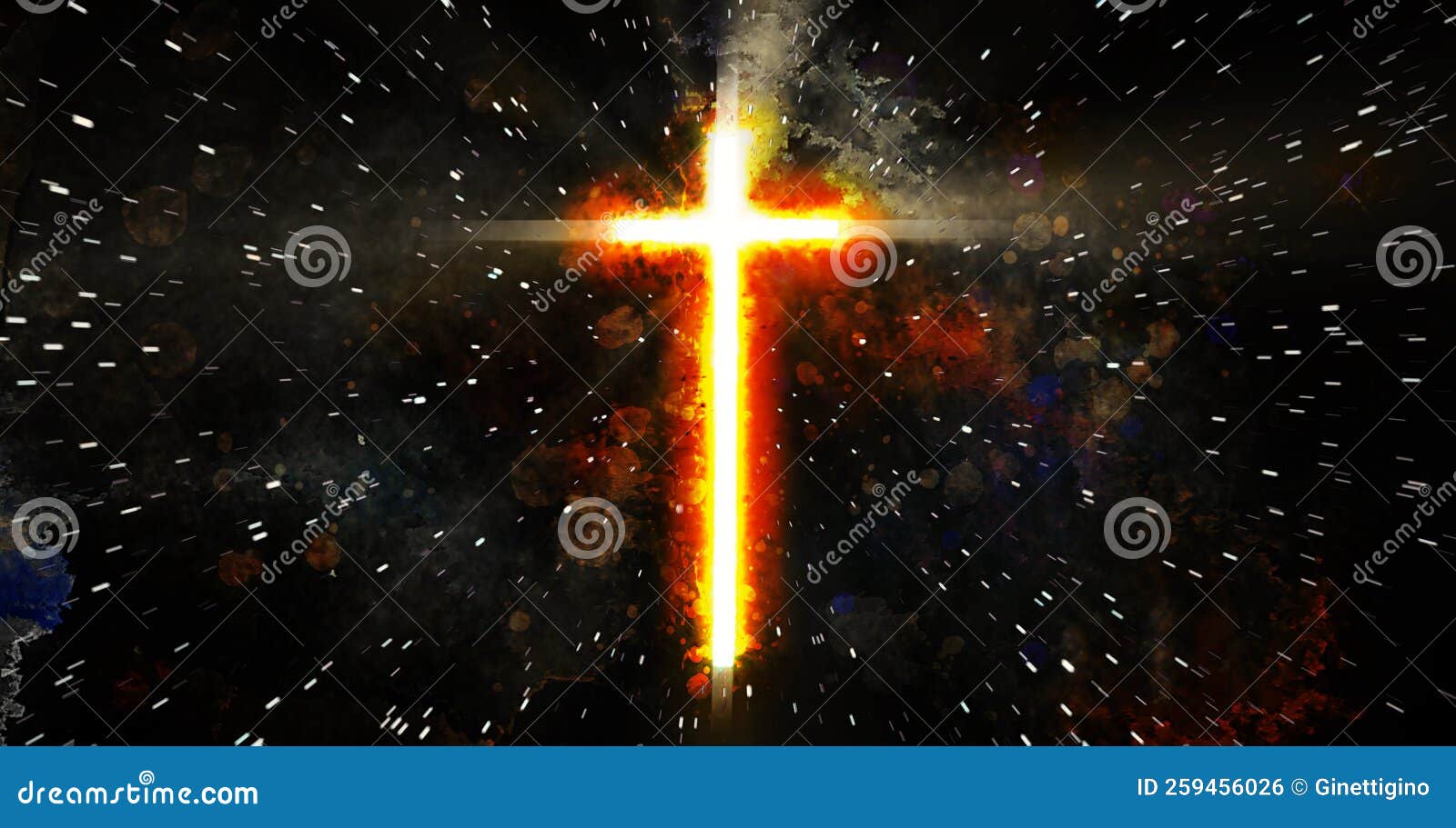 conceptual cross wit stars explosion , background for media