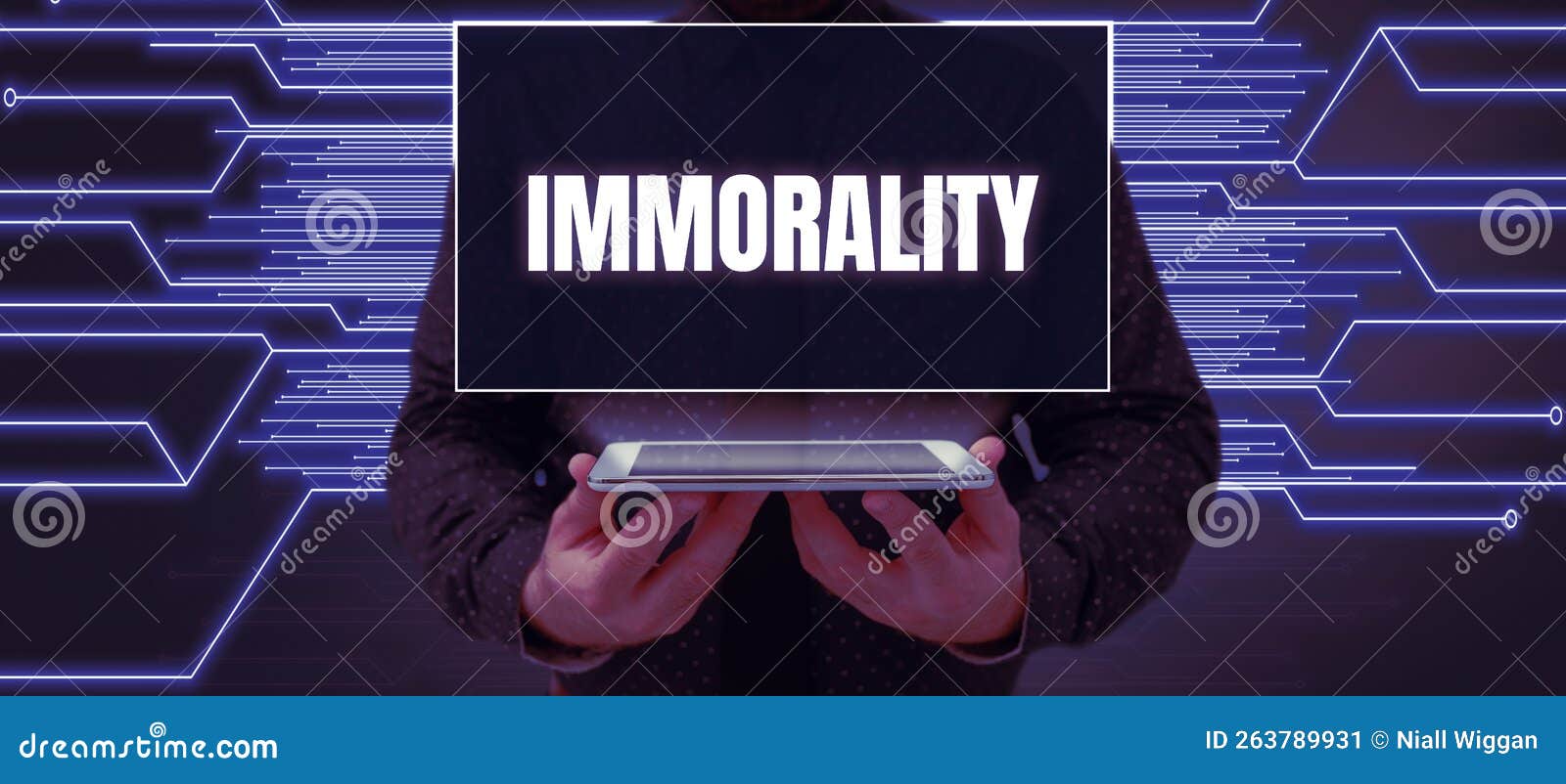 conceptual display immorality. word for the state or quality of being immoral, wickedness
