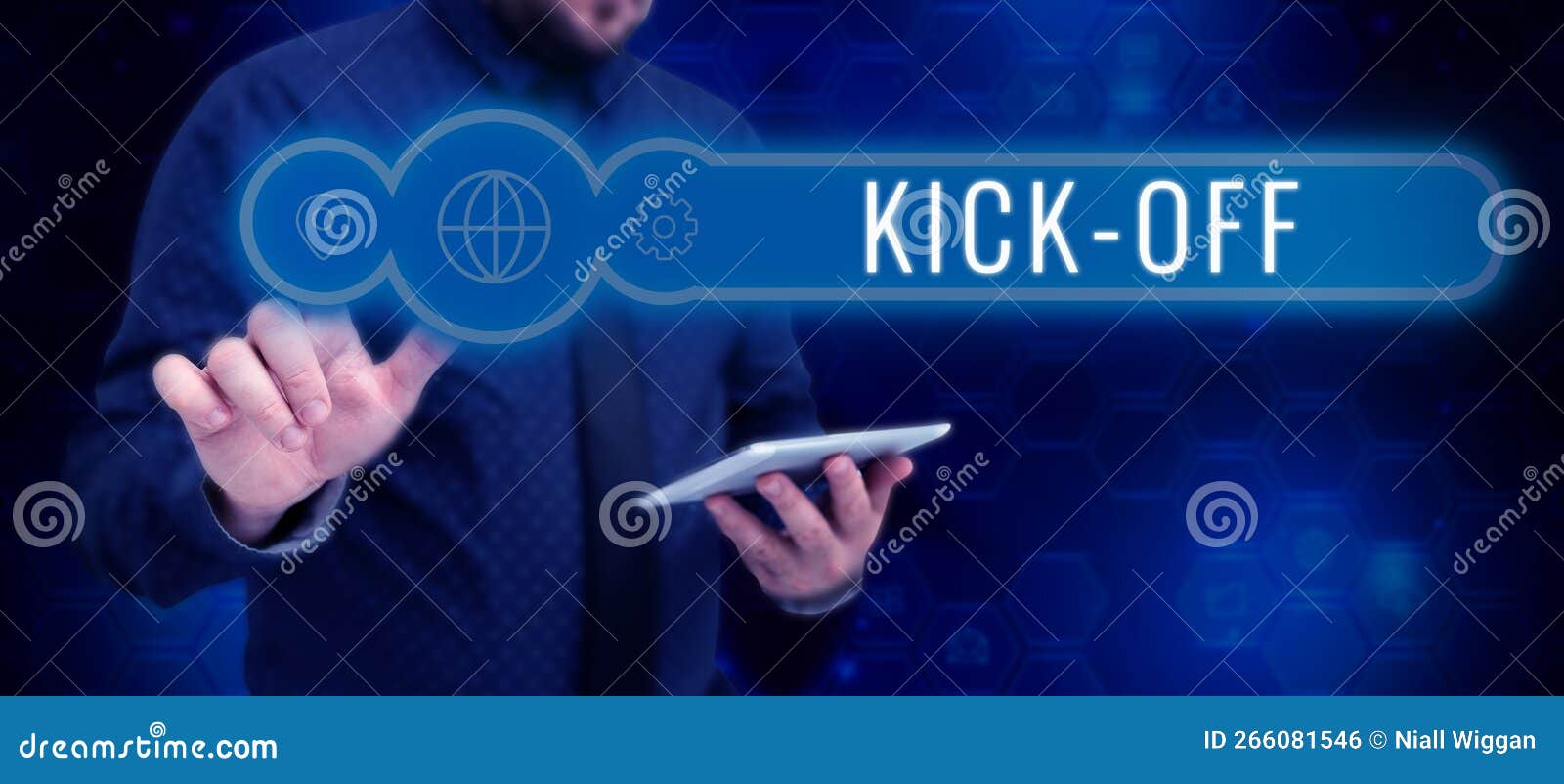 Text Showing Inspiration Kick Off. Concept Meaning Start or Resumption of  Football Match in Which Player Kicks Ball Stock Photo - Image of project,  match: 266081546