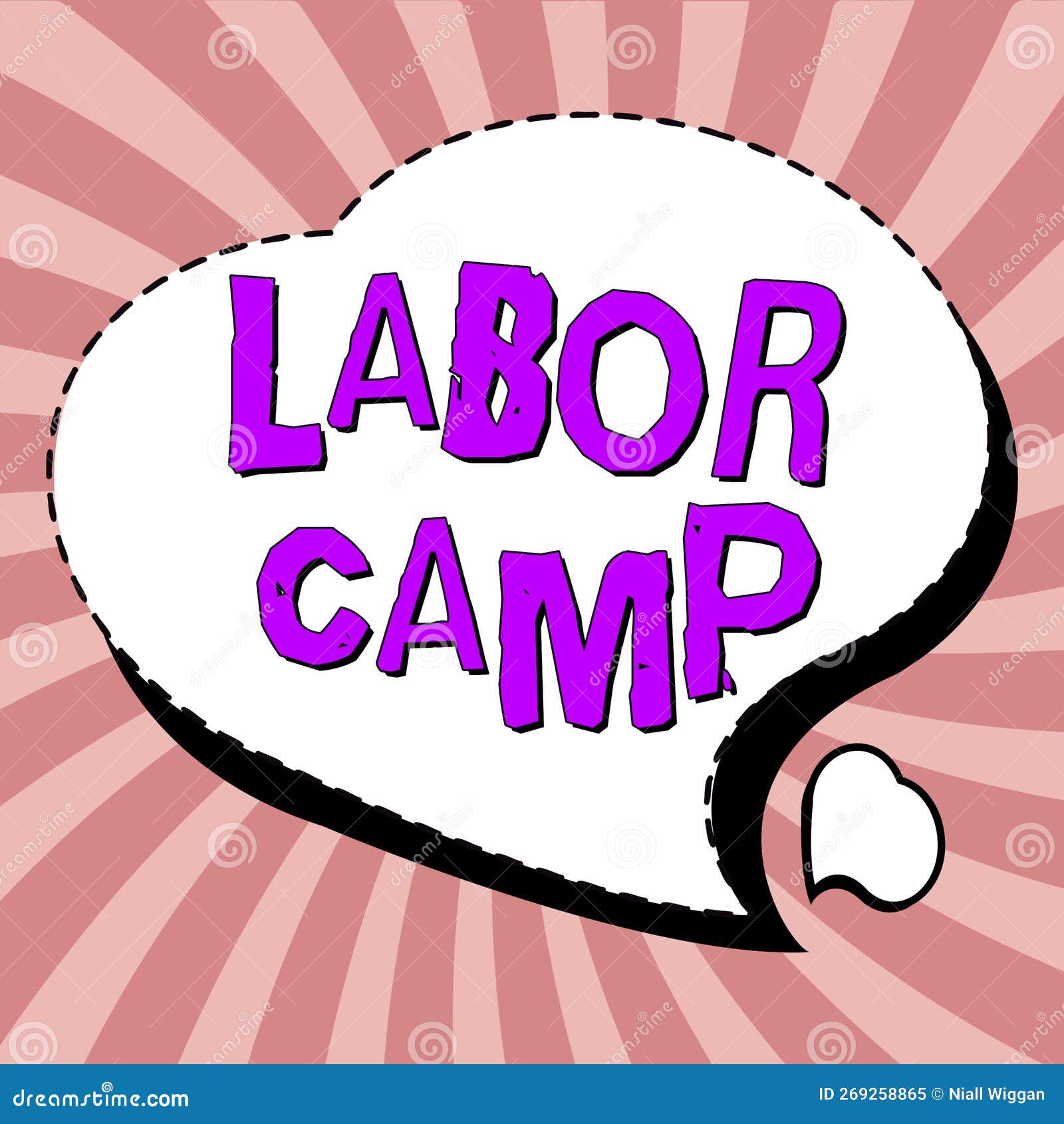 conceptual display labor camp. word written on a penal colony where forced labor is performed