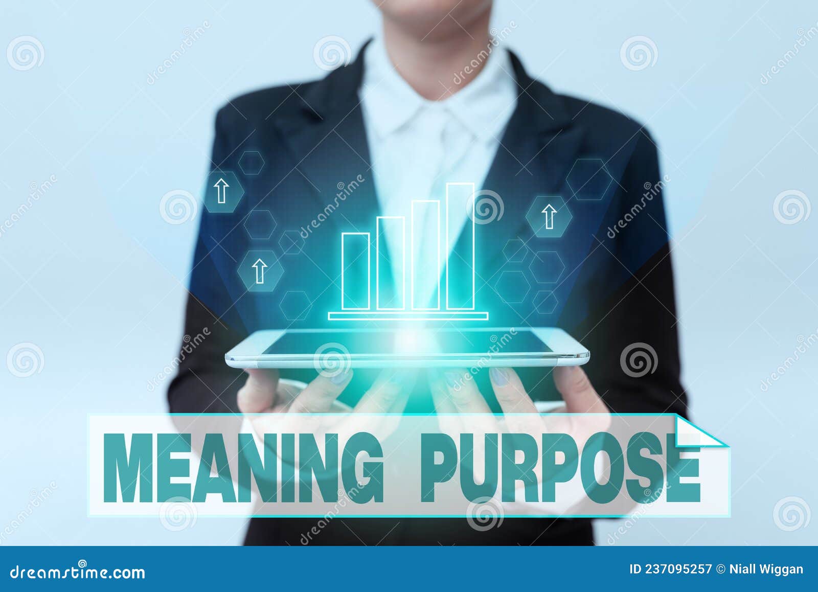 conceptual display meaning purpose. word for the reason for which something is done or created and exists lady in