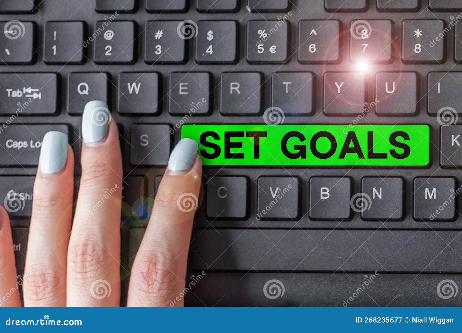 Conceptual Display Set Goals. Business Idea Defining or Achieving