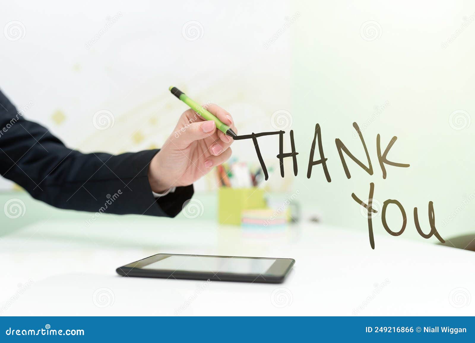 conceptual display thank you. business concept replaying on something good or greetings with pleased way -48799