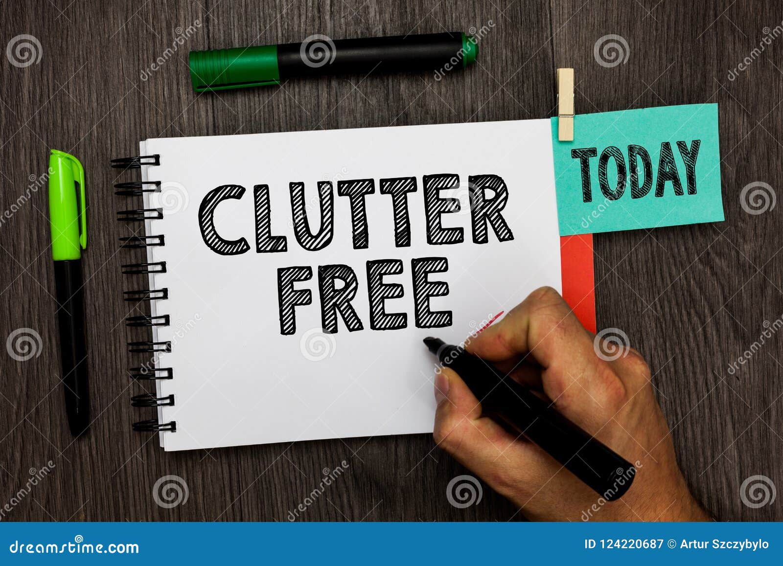 conceptual hand writing showing clutter free. business photo showcasing well organized and arranged tidy all things in right place