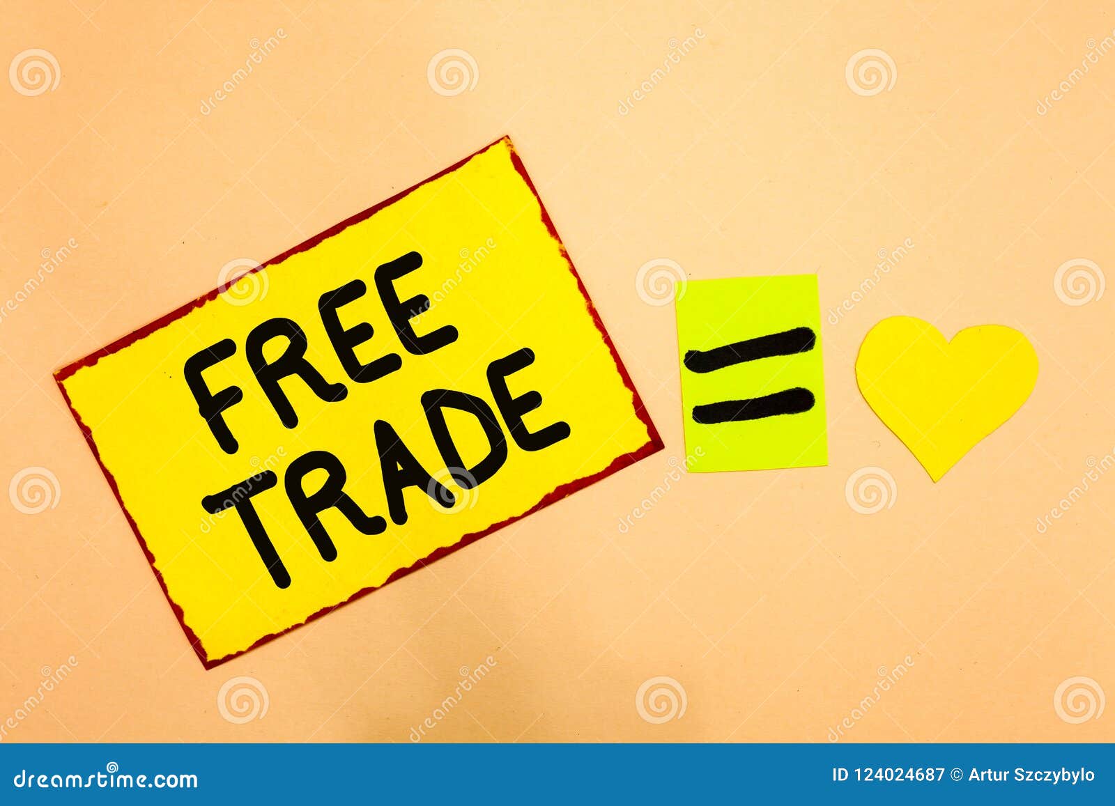 conceptual hand writing showing free trade. business photo text the ability to buy and sell on your own terms and means yellow pap