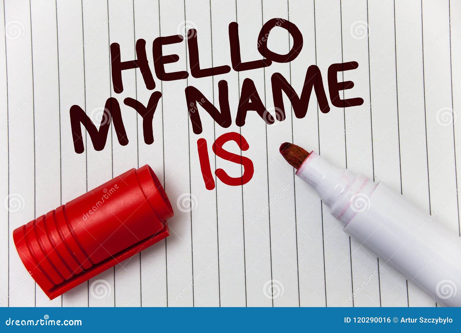 conceptual hand writing showing hello my name is. business photo showcasing introduce yourself meeting someone new presentation wh