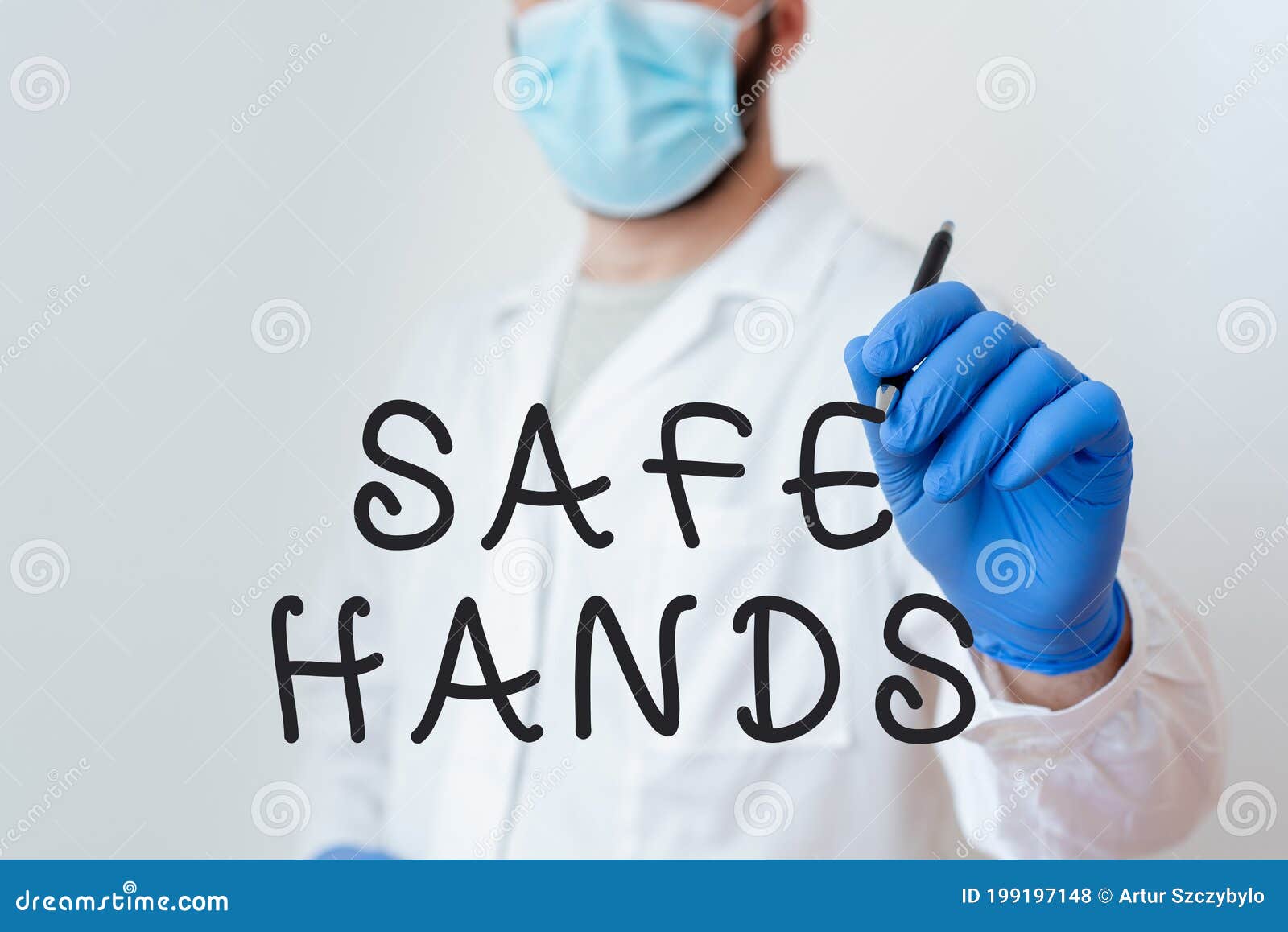 conceptual hand writing showing safe hands. business photo text ensuring the sterility and cleanliness of the hands for