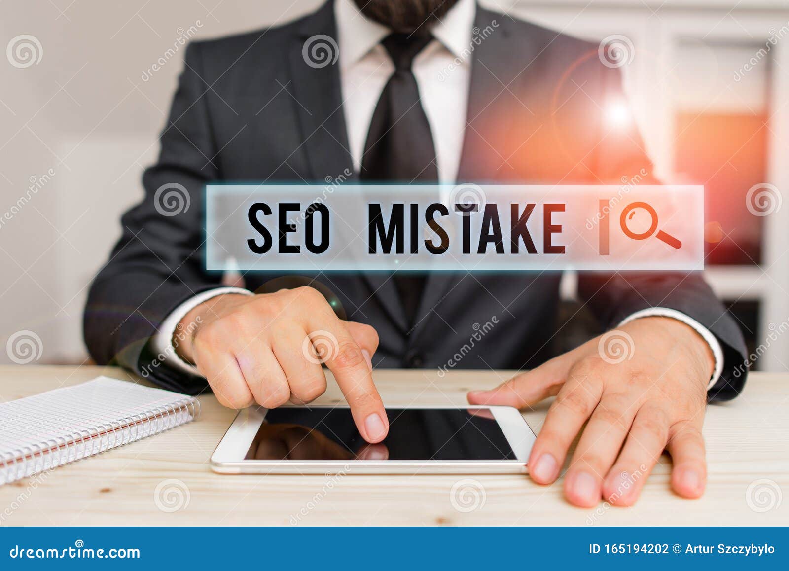 conceptual hand writing showing seo mistake. business photo text action or judgment that is misguided or wrong in search