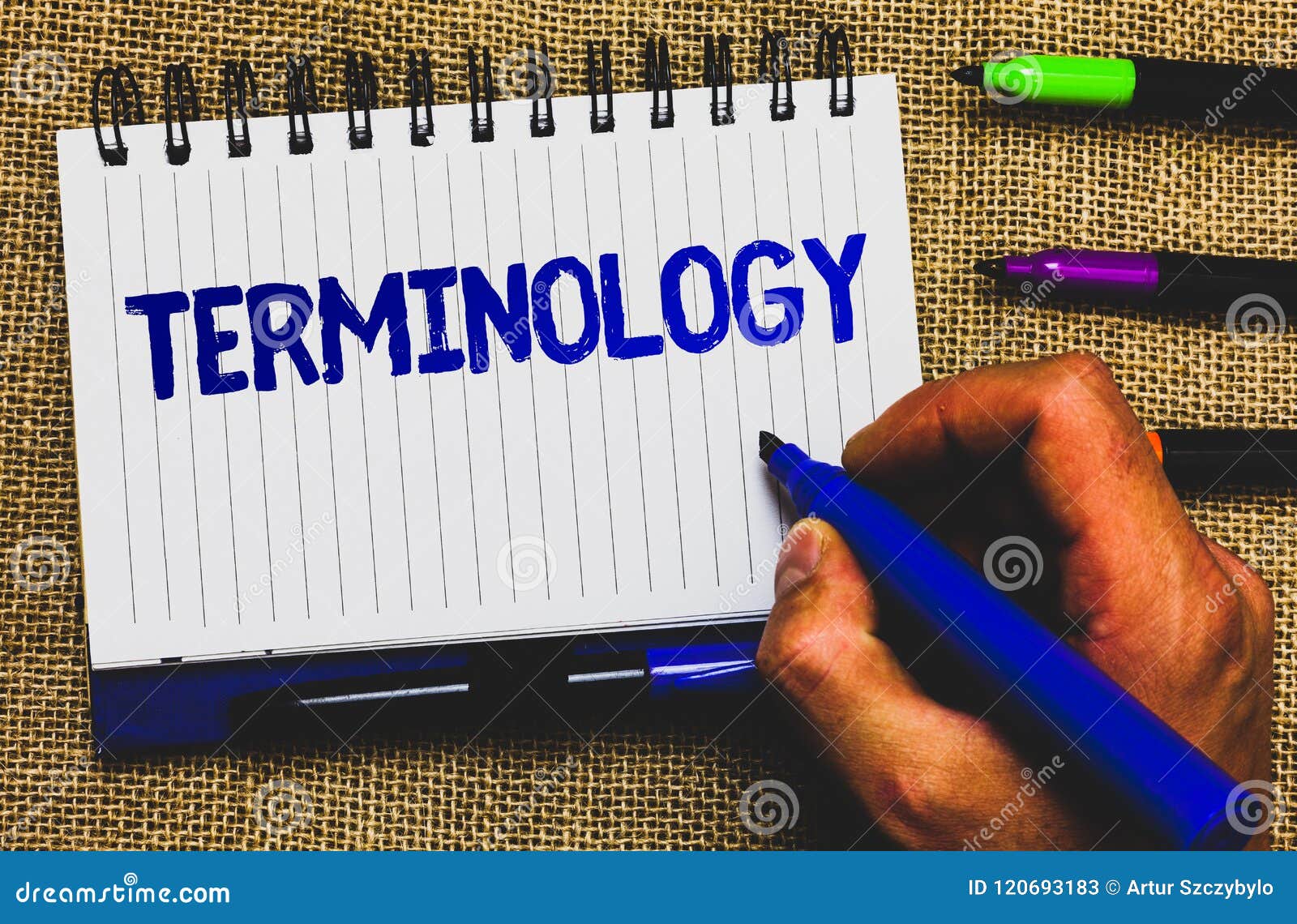 conceptual hand writing showing terminology. business photo showcasing collection of terms used by different profession study indu