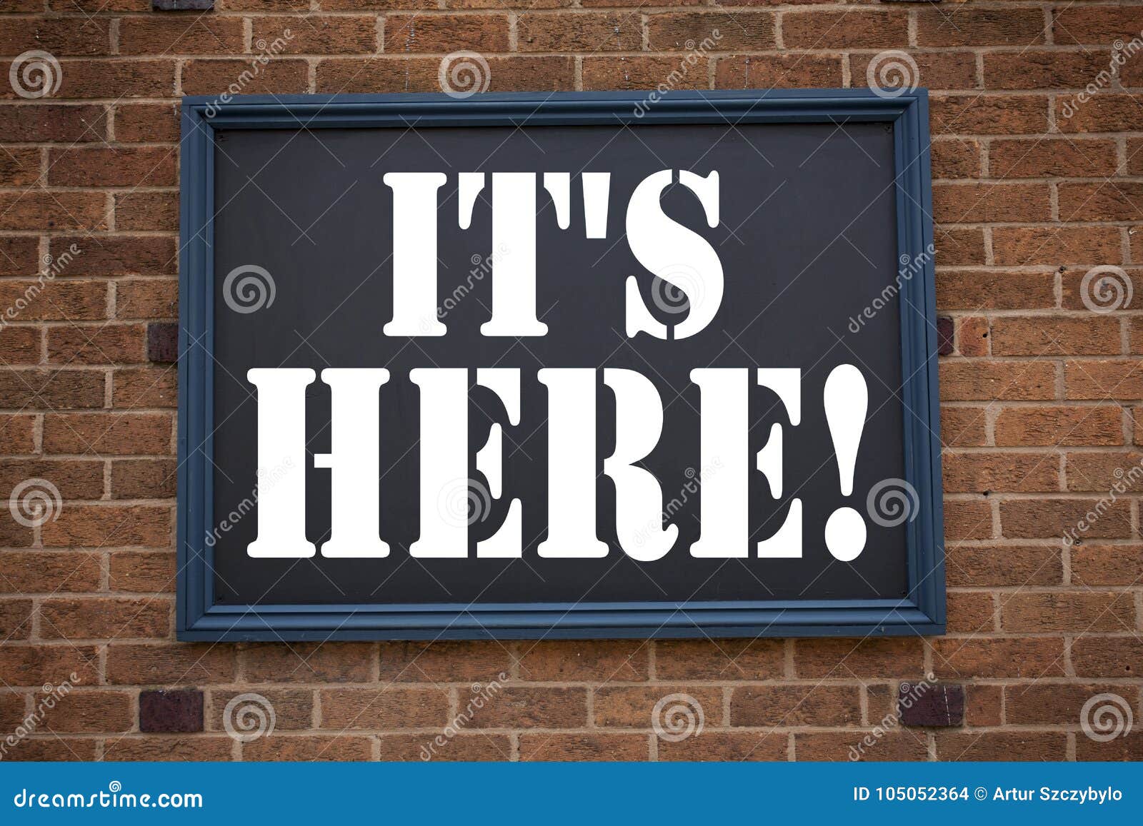 conceptual hand writing text caption inspiration showing announcement it`s here. business concept for advertisement written on fr