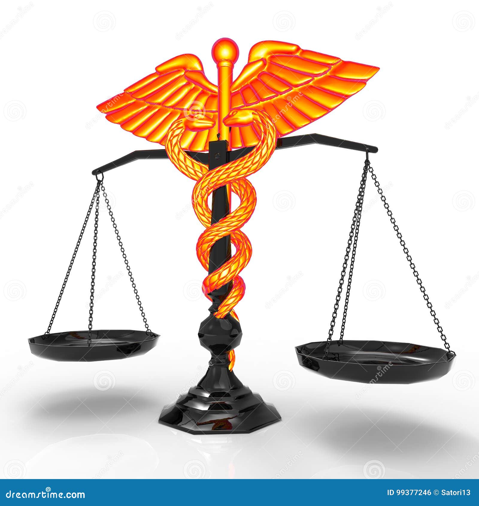 Medical Caduceus Symbol As Scales Concept Of Medicine And Justice