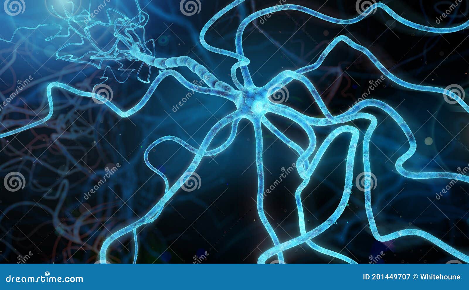 Neuron Cell Glowing in Abstract Dark Space Stock Illustration ...