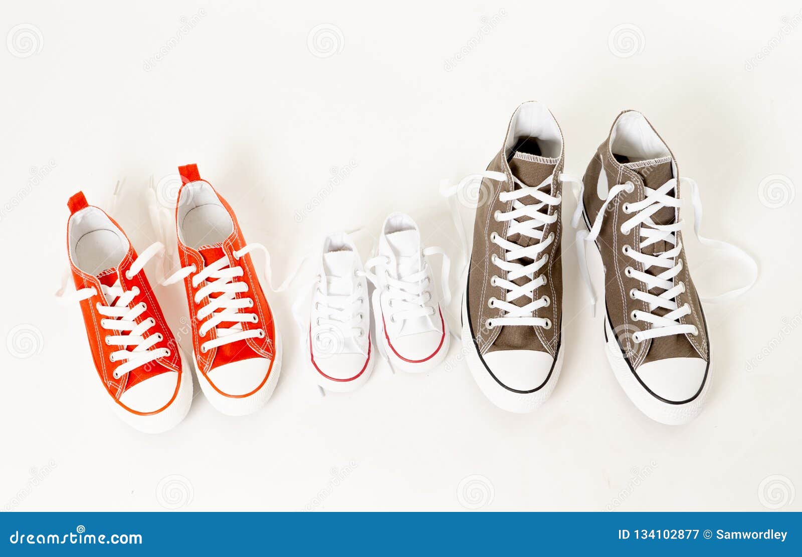 Family Sneakers Canvas Shoes of Parents and Child Isolated on White ...