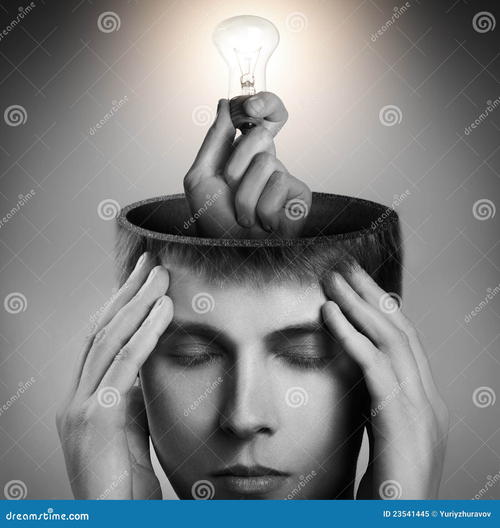 conceptual image of a open minded man