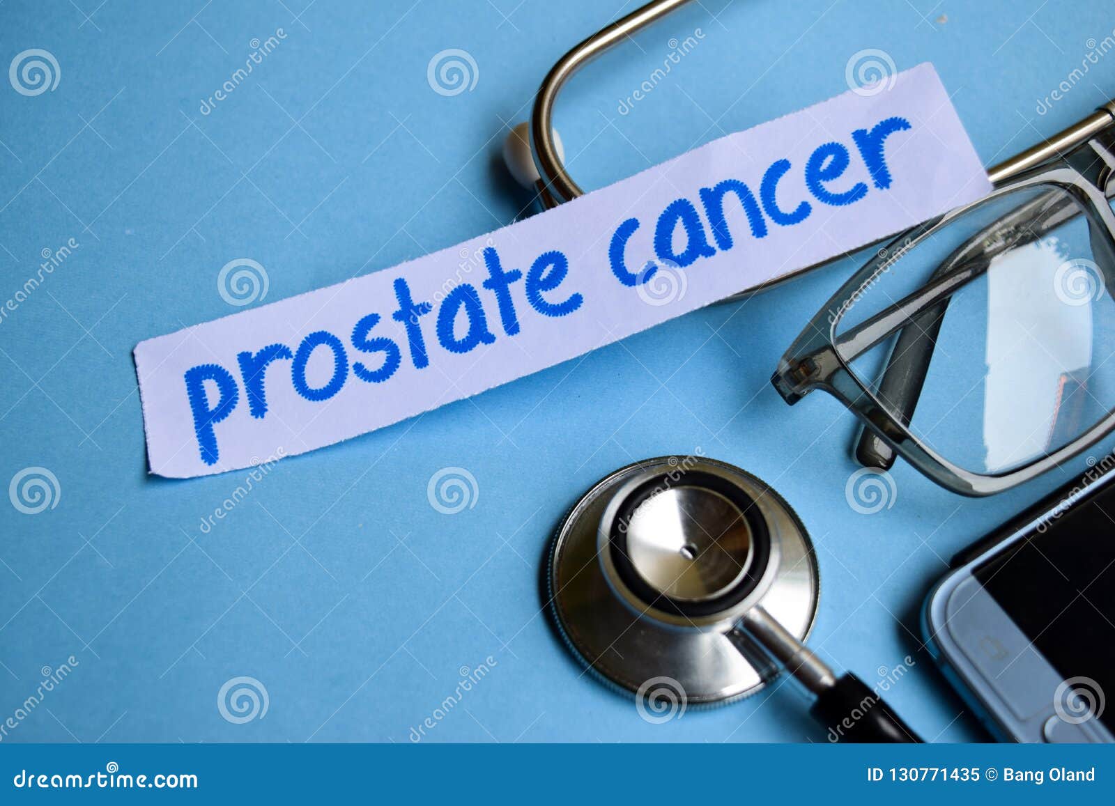 Prostate Cancer Inscription With The View Of Stethoscope Eyeglasses